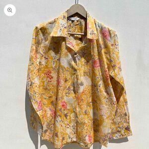 Kajrakh Yellow Floral Overall Mul Shirt‎ Yellow M NWT